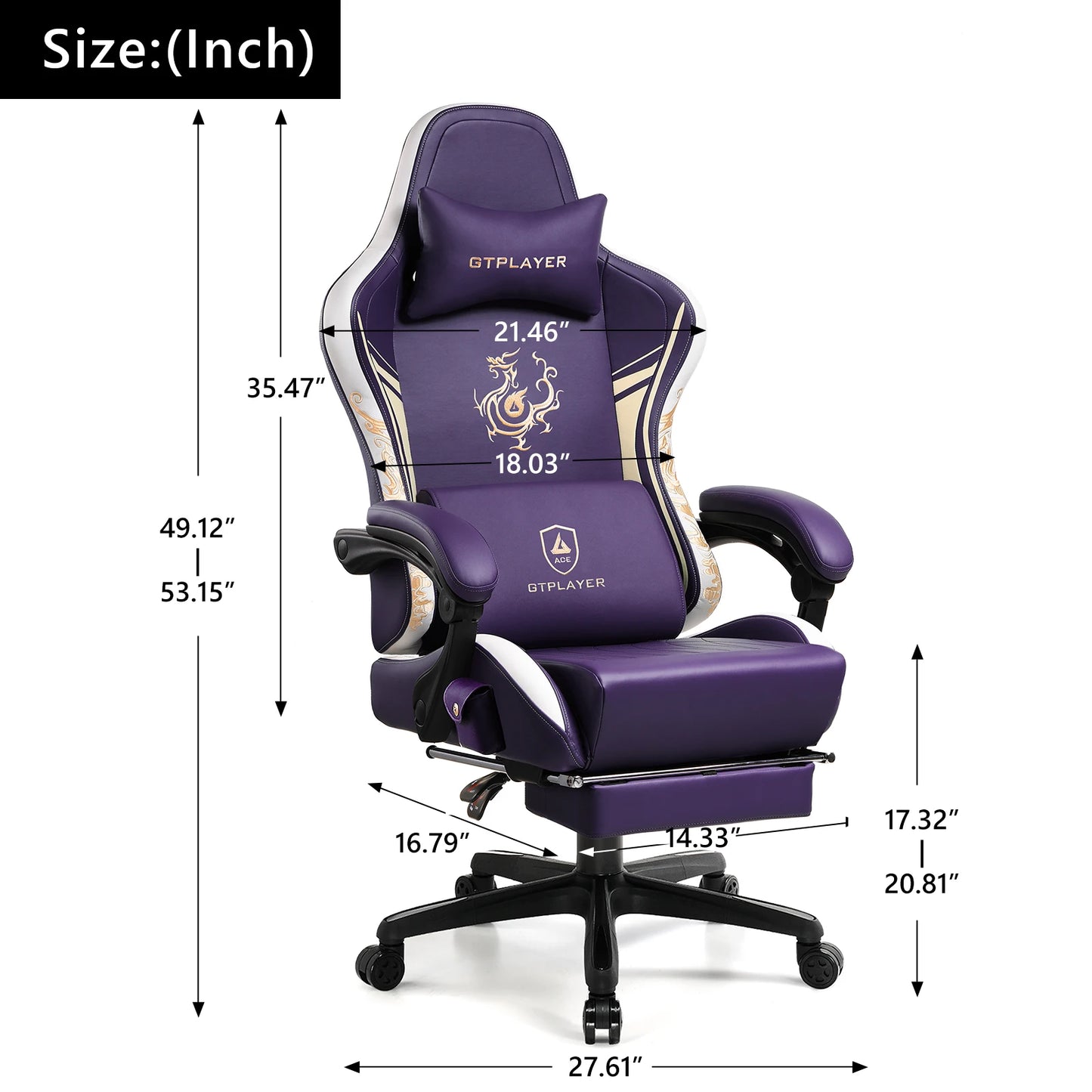 Dragon Series Gaming Chair with Bluetooth, Footrest & Ergonomic Design