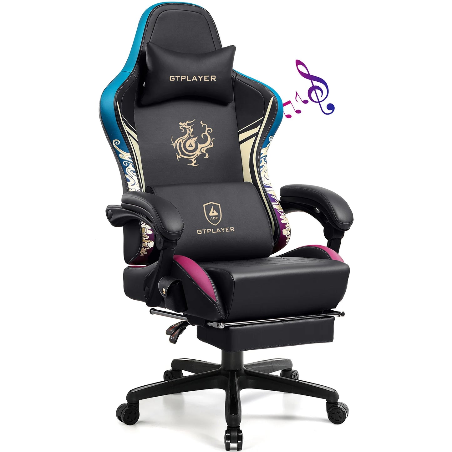 Dragon Series Gaming Chair with Bluetooth, Footrest & Ergonomic Design