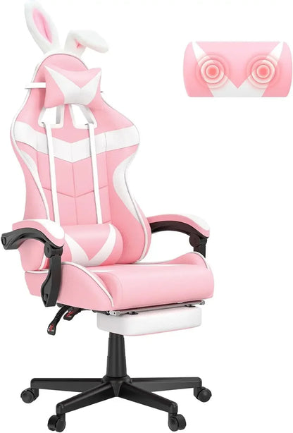 Pink Gaming Chair with Footrest, Computer Armchair for Desk & Office