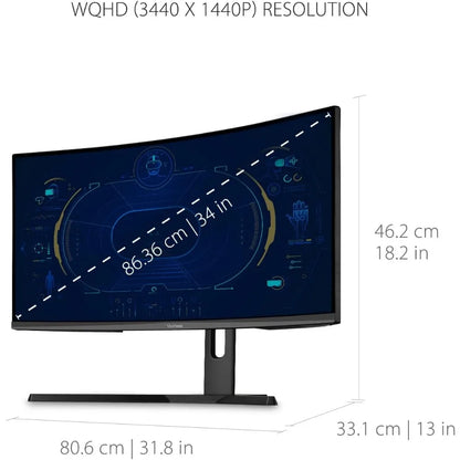 ViewSonic 34" Gaming Monitor, UWQHD, 144Hz, Curved, Ultra-Wide Display