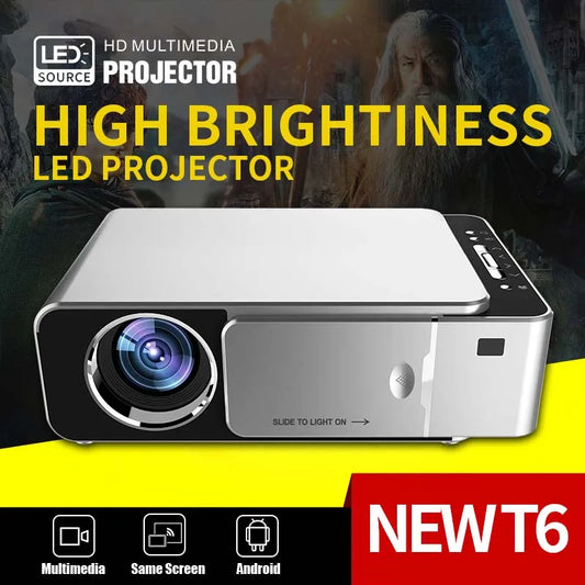 YERSIDA Projector T6 Full HD Led 2K 4K 4000 Lumen 720p Portable Cinema Proyector outdoors Android WiFi Projector 3D Home Theater