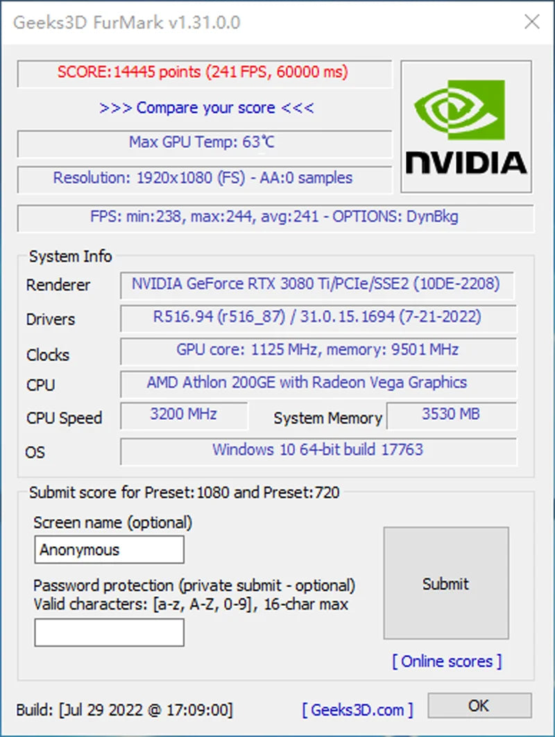 NVIDIA GEFORCE RTX 3080Ti - GRAPHICS CARD