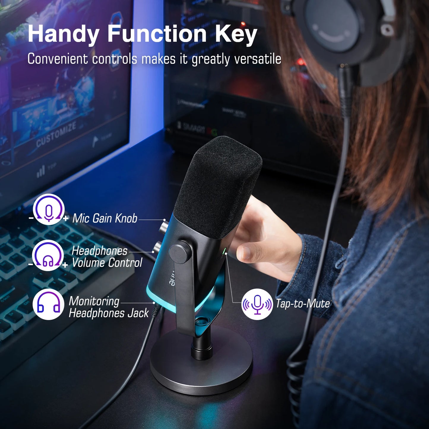 FIFINE AM8 Gaming Microphone – USB Mic for Streaming & Recording