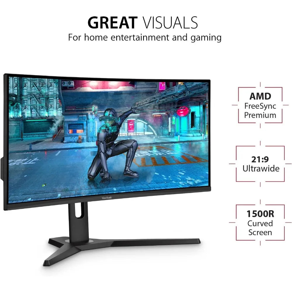 ViewSonic 34" Gaming Monitor, UWQHD, 144Hz, Curved, Ultra-Wide Display