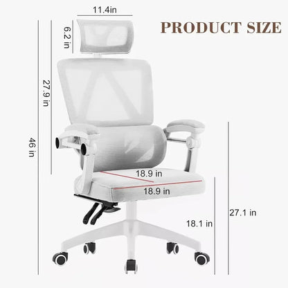 Ergonomic Home Office Chair with Swivel, Wheels & Adjustable Headrest