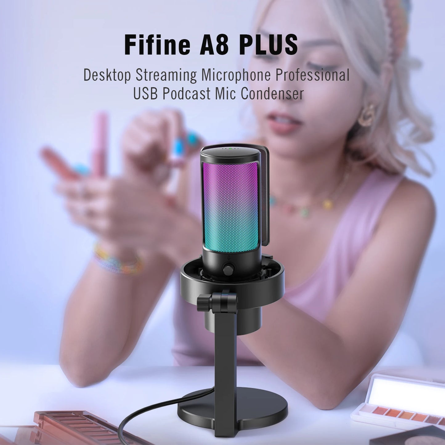 FIFINE A8 PLUS Gaming Microphone – High-Quality USB Mic for Streaming & Recording