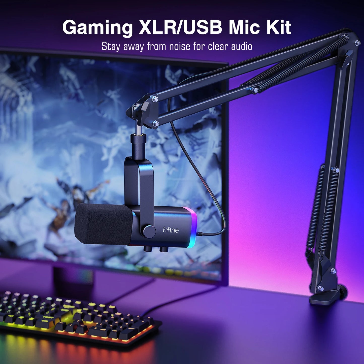 FIFINE AM8T Gaming Microphone – USB Mic for Streaming & Recording