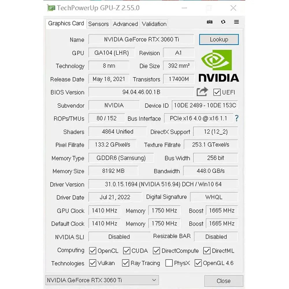 SOYO RTX 3060Ti 8G NVIDIA - GRAPHICS CARD