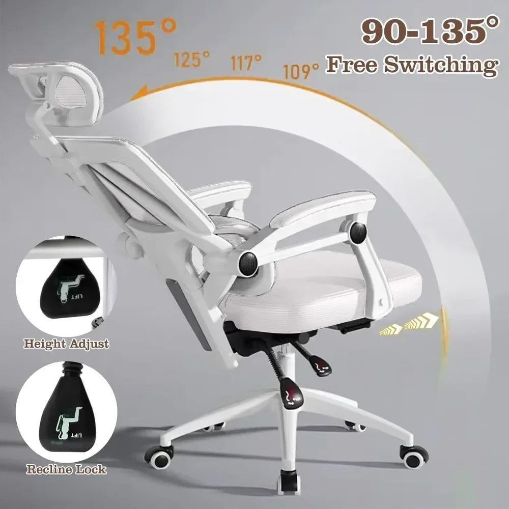 Ergonomic Home Office Chair with Swivel, Wheels & Adjustable Headrest