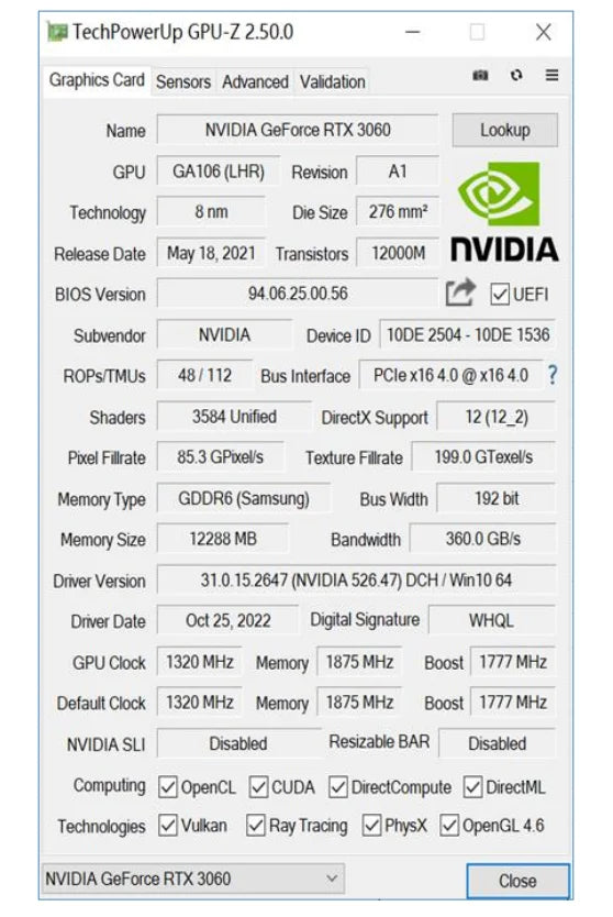 RTX3060 12GB GDDR6 - GRAPHICS CARD